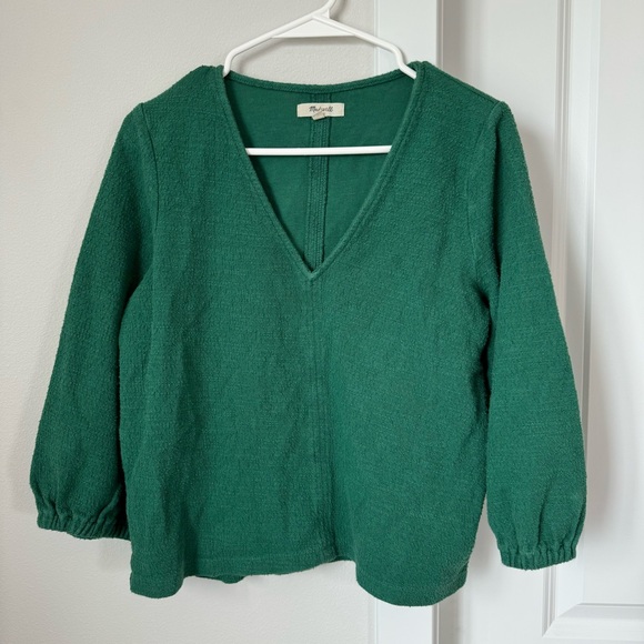 🎉Former HP!🎉 Madewell Texture & Thread Full Sleeve Top Size Medium Green - Picture 3 of 12